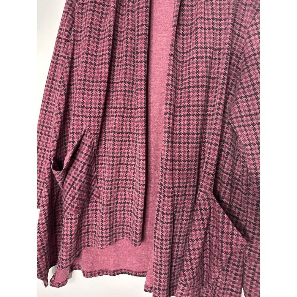 Cuddl Duds Women’s Open Cardigan L Burgundy Gingham Look Cozy Comfortwear - Picture 3 of 7